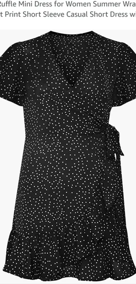 Chiffon ruffle mini dress with belt - Picture 7 of 8